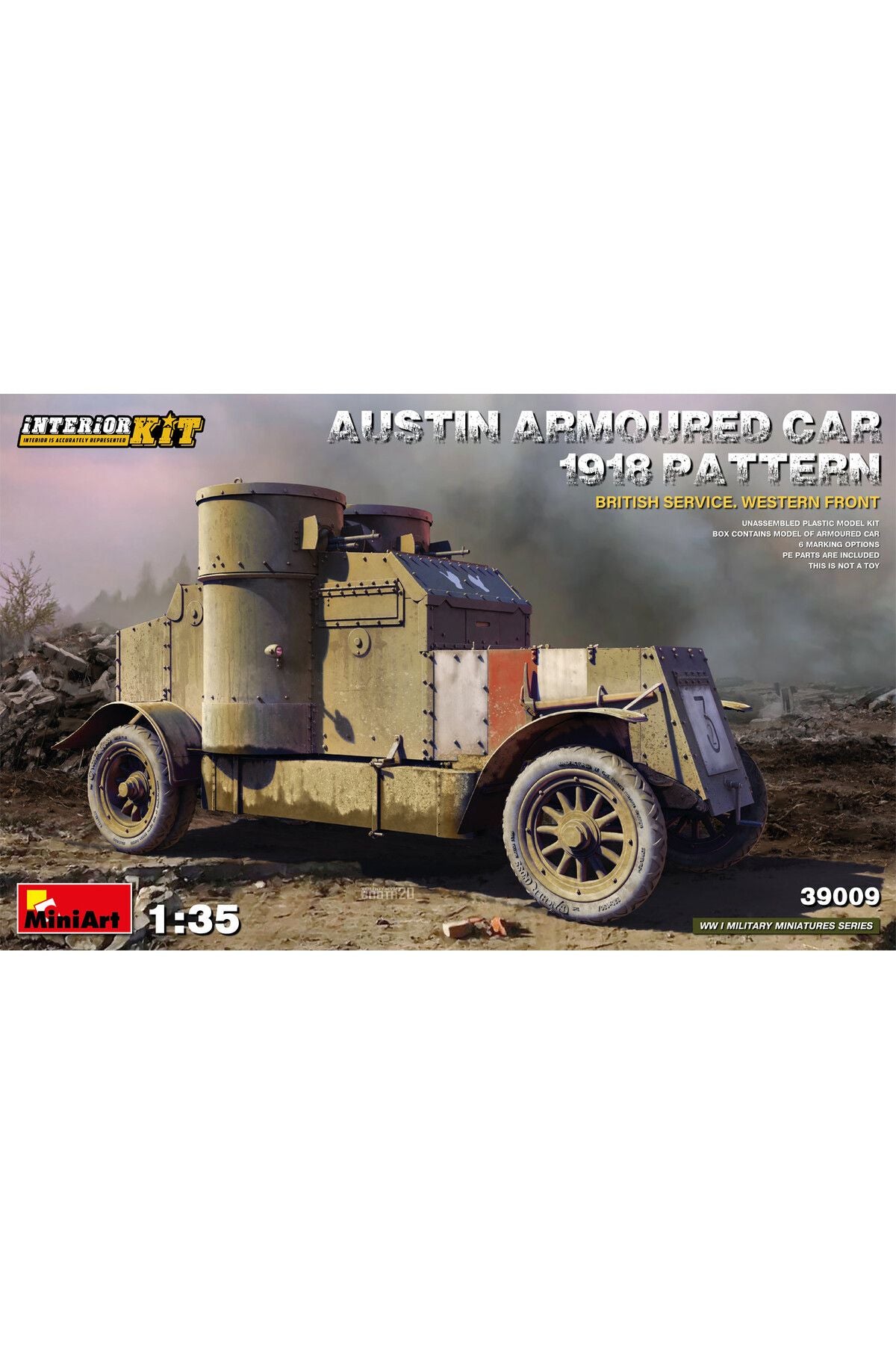 MiniArt Austin Zırhlı Araç 1918 Model. İngiliz servisi-Batı-Interior Kit