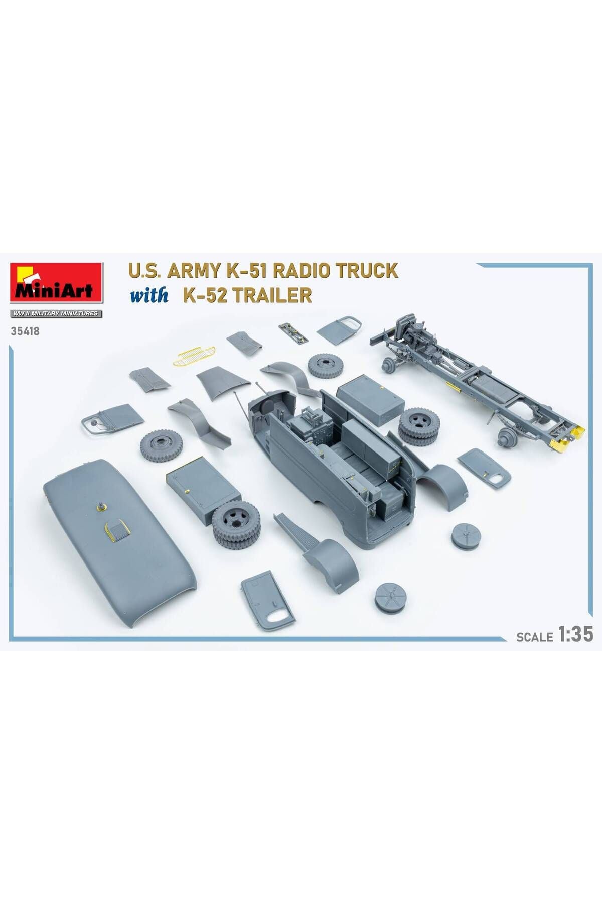 MiniArt 1:35 ABD Ordusu K-51 Telsiz Kamyonu K-52 Römorku ile. Interior Kit.