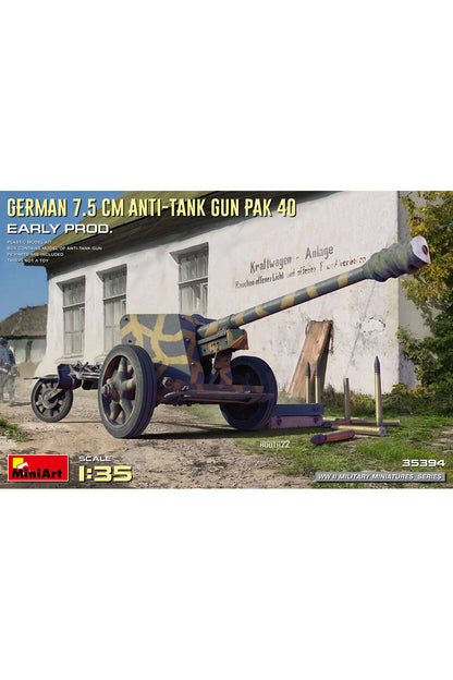 MiniArt Alman 7,5 cm Tanksavar Topu PaK40. Early Production