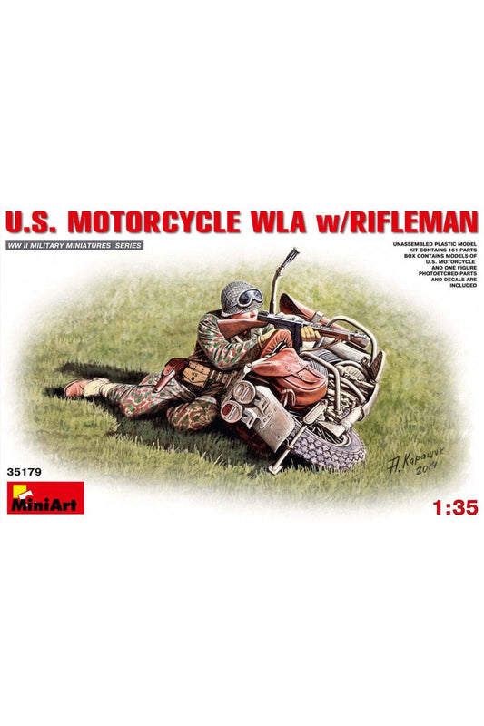 MiniArt Amerikan Motorsiklet WLA. Tüfekli Er ile birlikte.