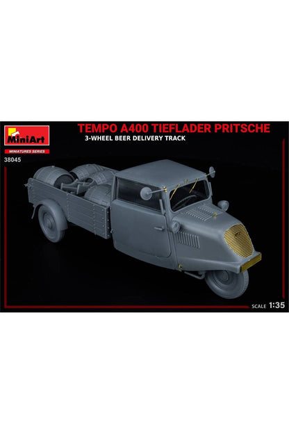 MiniArt 1:35 Tempo A400 Tieflader Pritsche 3 Tekerlekli Bira Teslim Kamyonu