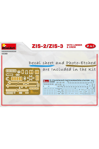 MiniArt Top Arabası Ön Parçası ve Mürettebat & ZIS-2/ZIS-3