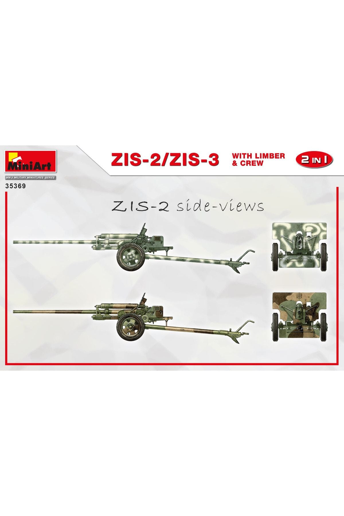 MiniArt Top Arabası Ön Parçası ve Mürettebat & ZIS-2/ZIS-3