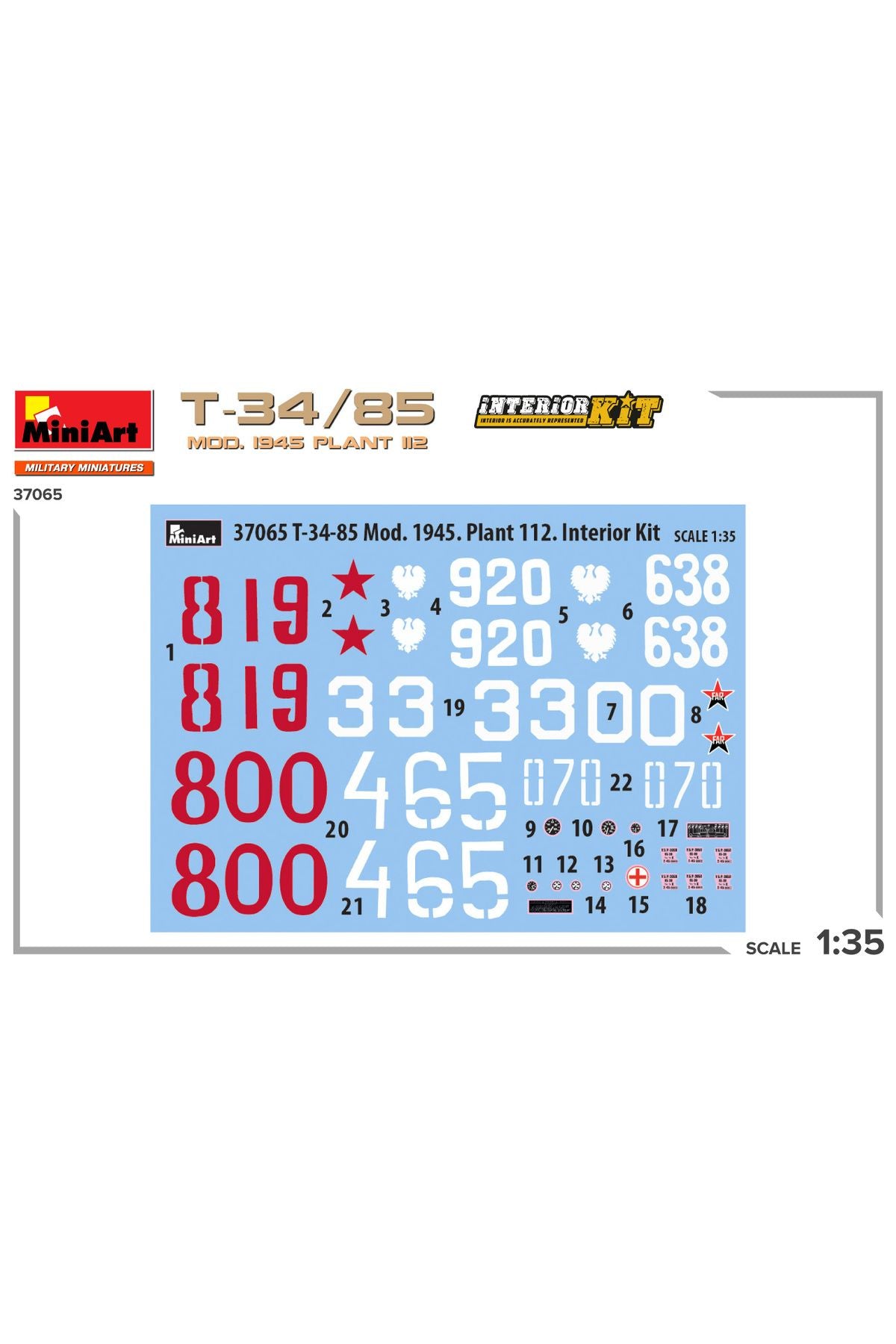 MiniArt 1:35 T-34-85 Mod 1945 Plant 112 Interior Kit