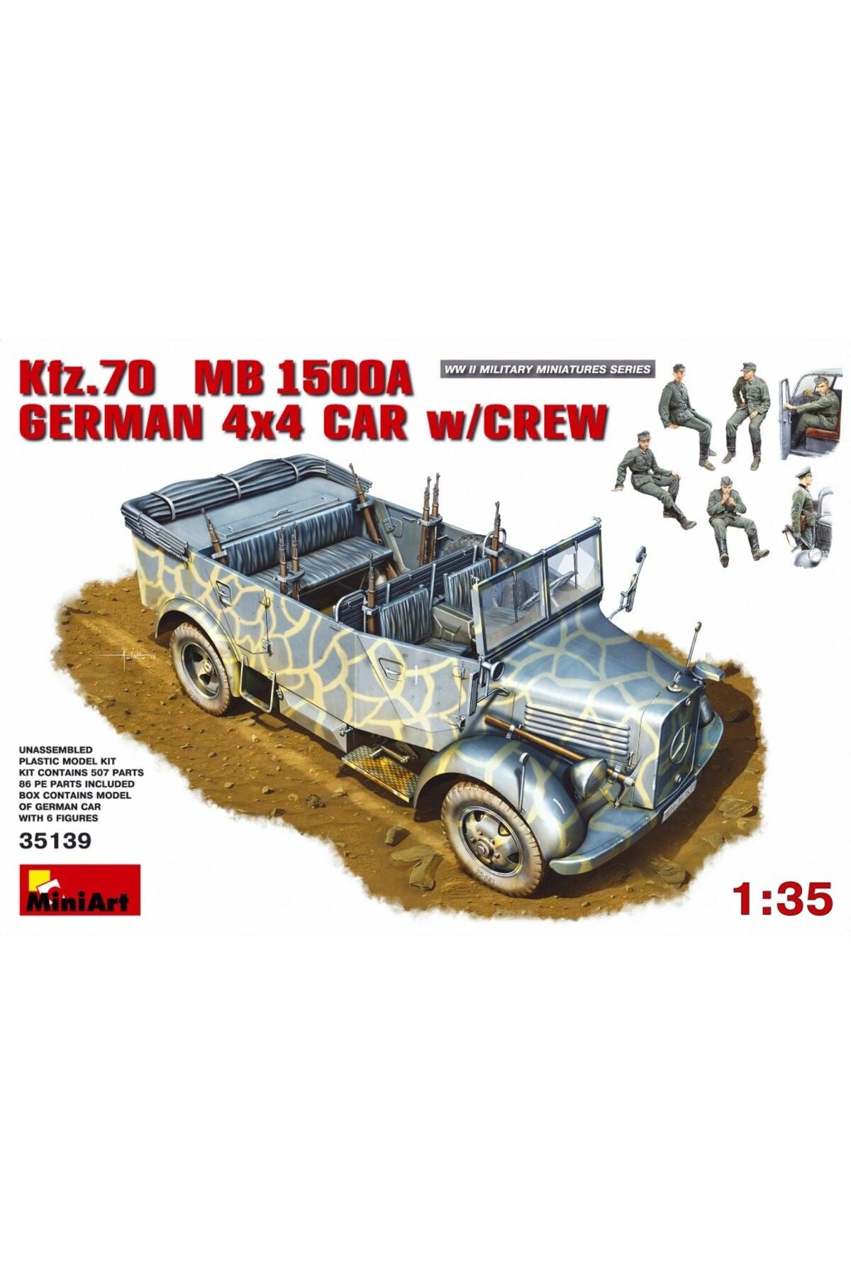 MiniArt Kfz.70 (MB 1500A) Mürettebatlı Alman 4x4 Araba