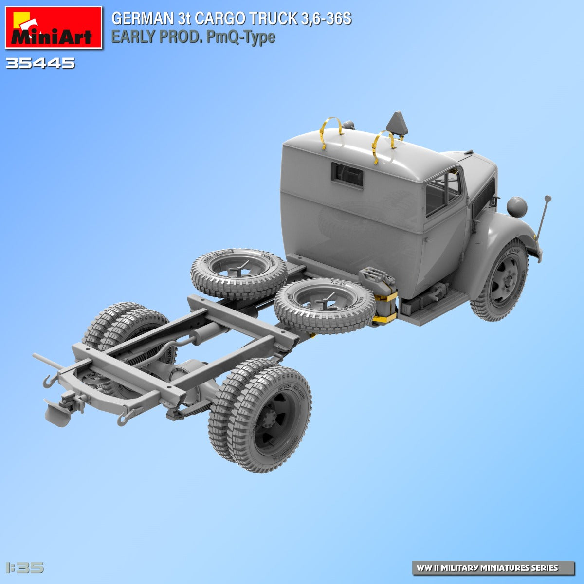 MiniArt Alman 3t Nakliye Kamyonu 3,6-36S İlk Üretim. PmQ-Tipi